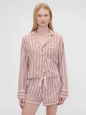 Camicia da pigiama a righe in flanella dal taglio morbido GAP × Summer Fridays