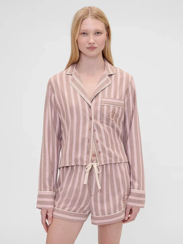 Camicia da pigiama a righe in flanella dal taglio morbido GAP × Summer Fridays