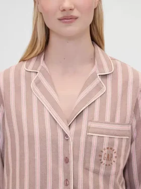 Camicia da pigiama a righe in flanella dal taglio morbido GAP × Summer Fridays