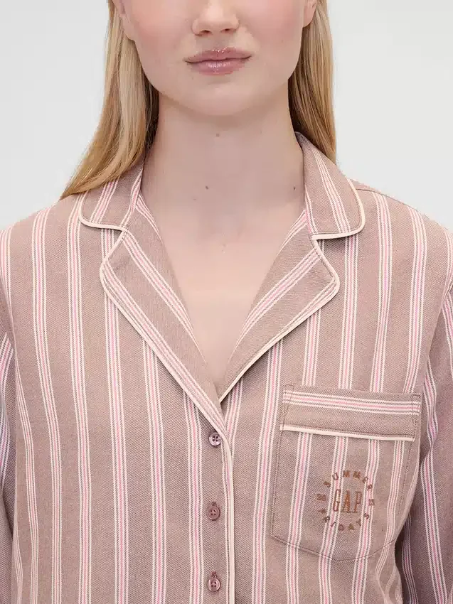 Camicia da pigiama a righe in flanella dal taglio morbido GAP × Summer Fridays