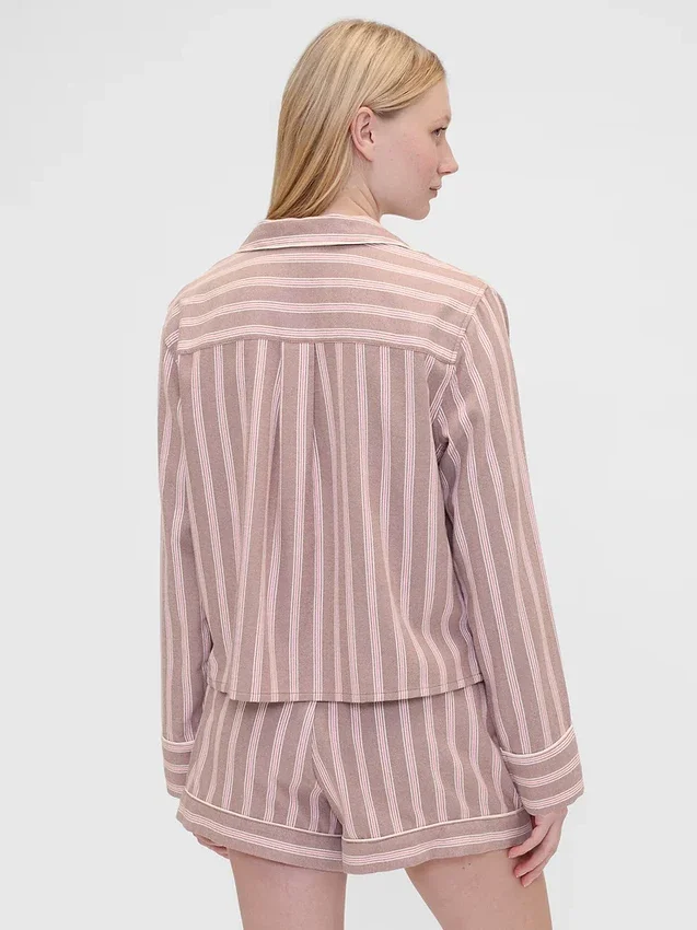 Camicia da pigiama a righe in flanella dal taglio morbido GAP × Summer Fridays