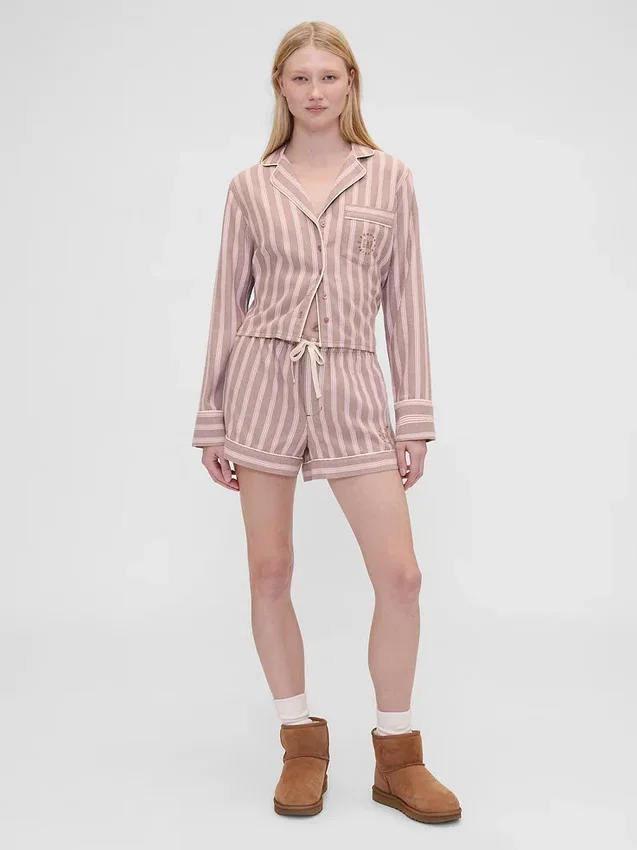 Camicia da pigiama a righe in flanella dal taglio morbido GAP × Summer Fridays