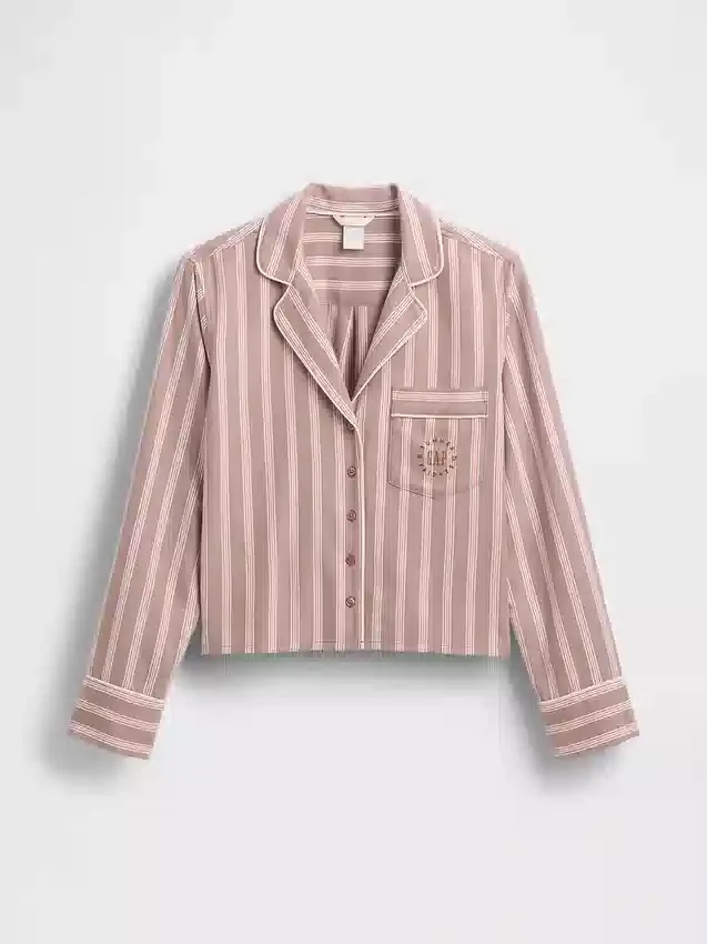 Camicia da pigiama a righe in flanella dal taglio morbido GAP × Summer Fridays
