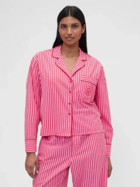 Camicia da pigiama a righe in popeline dal taglio comodo GAP × Summer Fridays