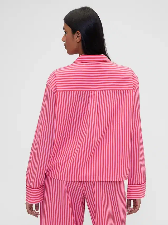 Camicia da pigiama a righe in popeline dal taglio comodo GAP × Summer Fridays