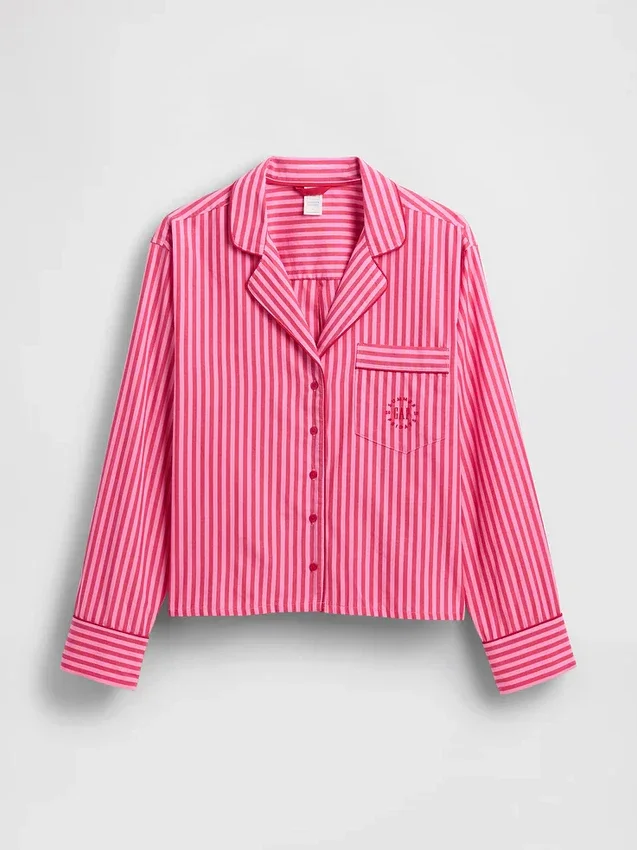 Camicia da pigiama a righe in popeline dal taglio comodo GAP × Summer Fridays