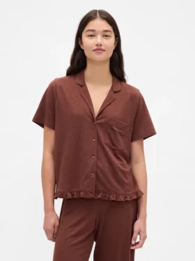 Camicia da pigiama con volant