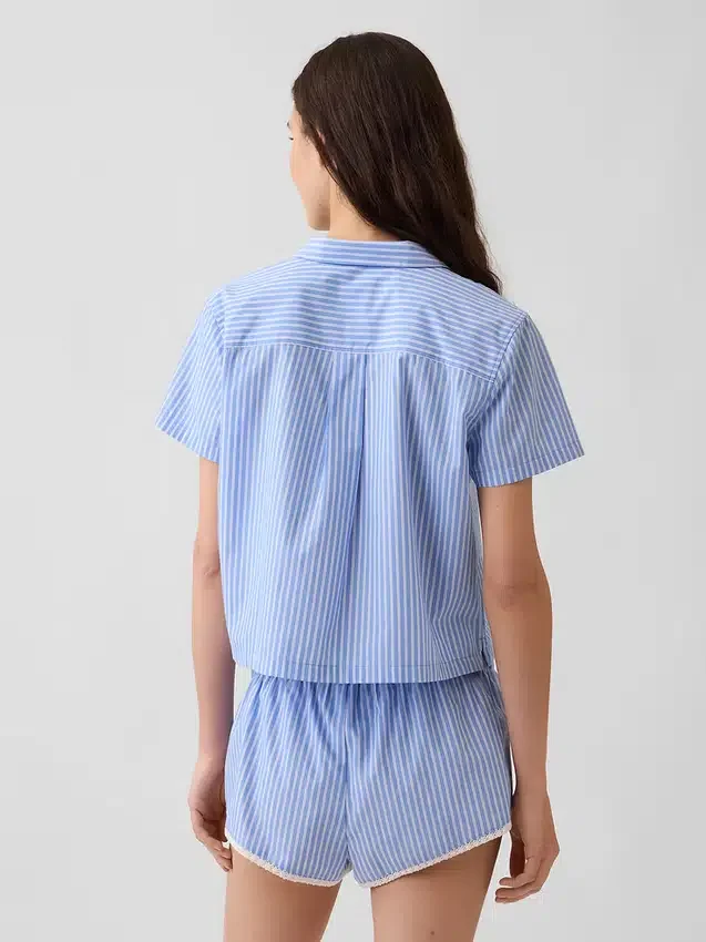 Camicia da pigiama corta in popeline