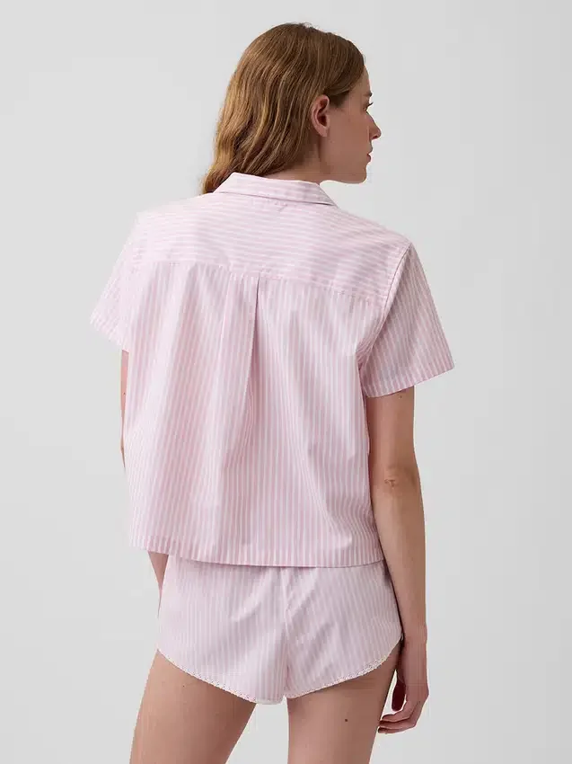 Camicia da pigiama corta in popeline