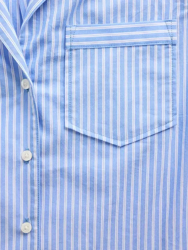 Camicia da pigiama corta in popeline
