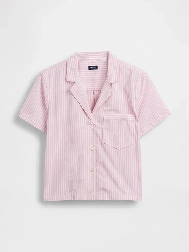 Camicia da pigiama corta in popeline