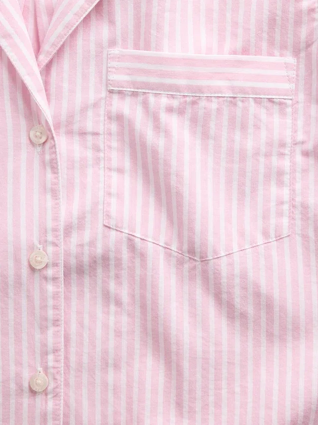 Camicia da pigiama corta oversize in popeline