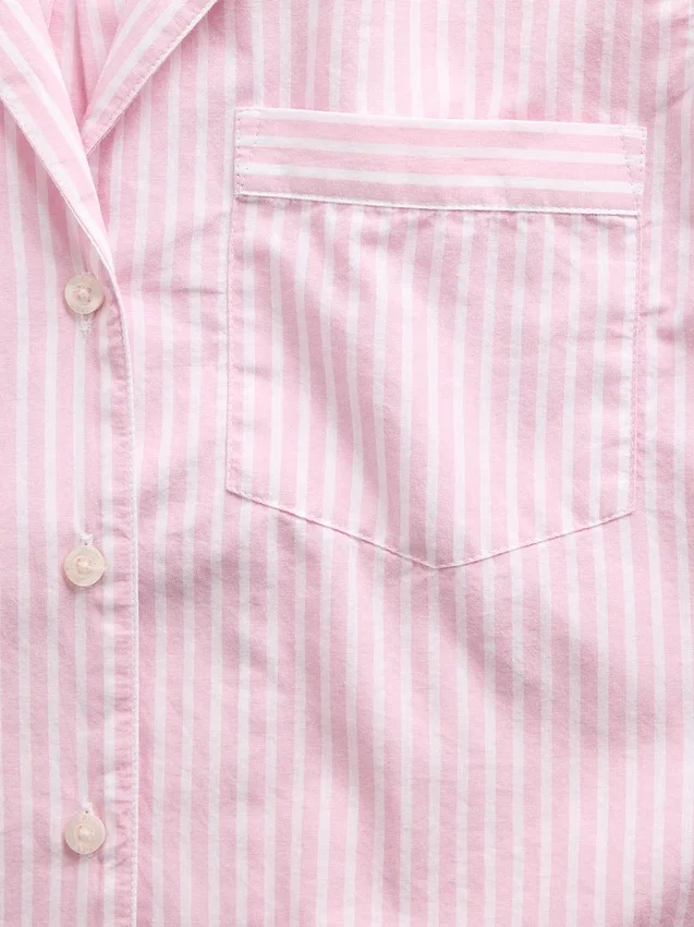 Camicia da pigiama corta oversize in popeline