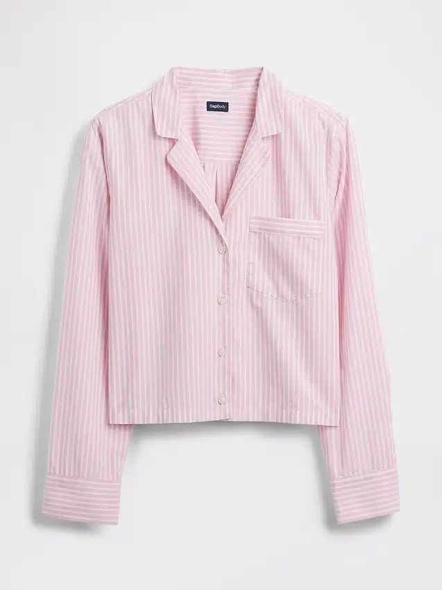 Camicia da pigiama corta oversize in popeline