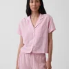 Camicia da pigiama oversize in garza stropicciata
