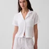 Camicia da pigiama oversize in garza stropicciata