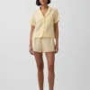 Camicia da pigiama oversize in garza stropicciata
