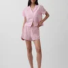 Camicia da pigiama oversize in garza stropicciata