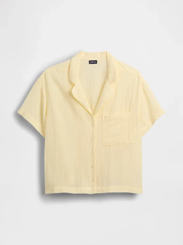 Camicia da pigiama oversize in garza stropicciata