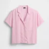 Camicia da pigiama oversize in garza stropicciata