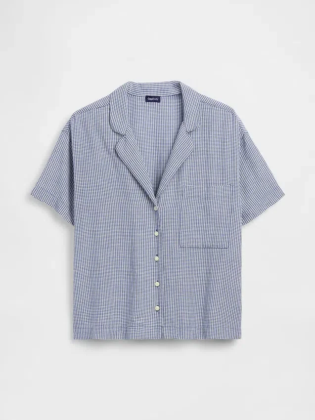 Camicia da pigiama oversize in garza stropicciata