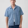 Camicia da resort in denim Dobby