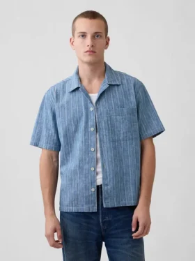 Camicia da resort in denim Dobby