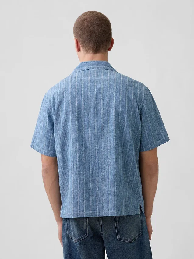 Camicia da resort in denim Dobby