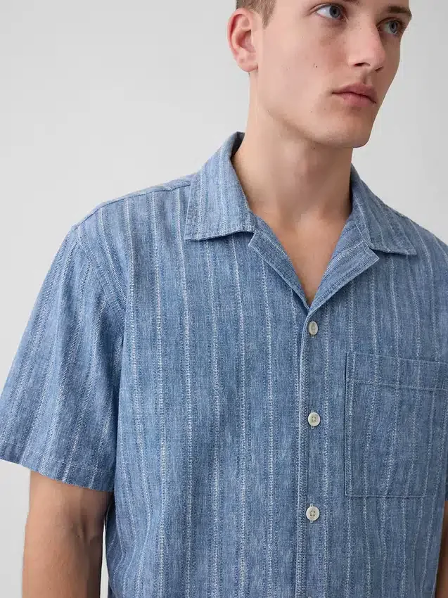 Camicia da resort in denim Dobby