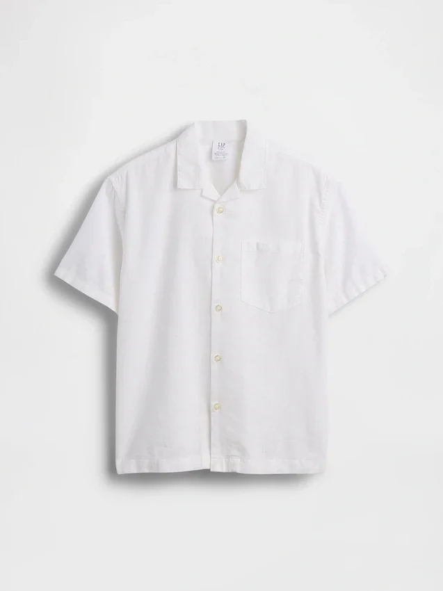 Camicia da vacanza in misto lino e cotone dal taglio morbido per bambini