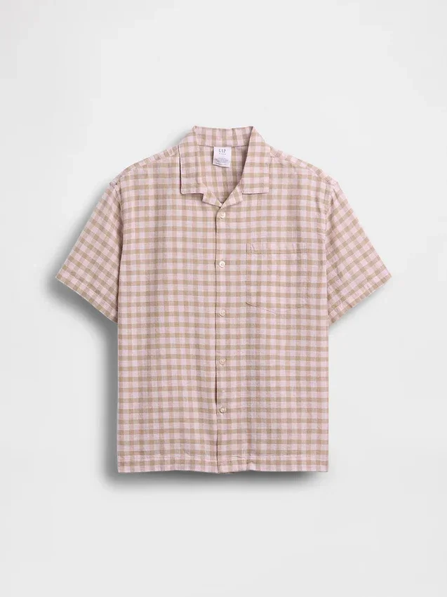 Camicia da vacanza in misto lino e cotone dal taglio morbido per bambini