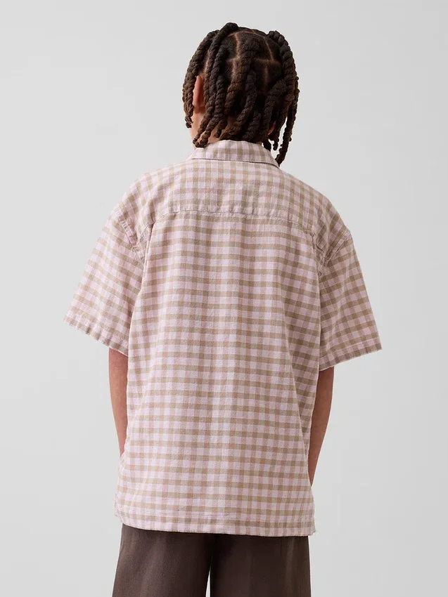 Camicia da vacanza in misto lino e cotone dal taglio morbido per bambini