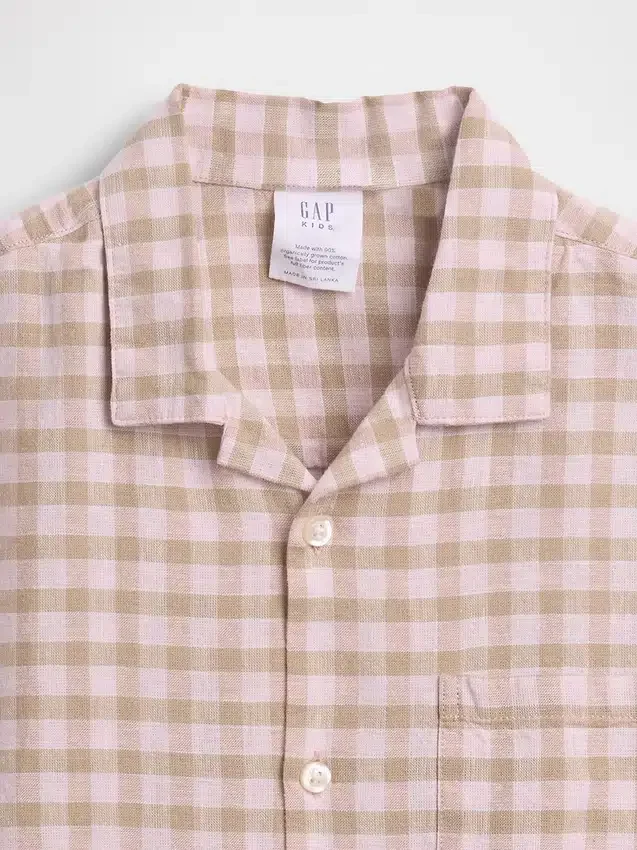 Camicia da vacanza in misto lino e cotone dal taglio morbido per bambini
