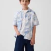 Camicia da vacanza per bambini con motivo floreale e trama in rilievo