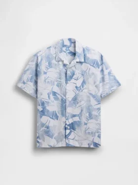 Camicia da vacanza per bambini con motivo floreale e trama in rilievo