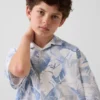 Camicia da vacanza per bambini con motivo floreale e trama in rilievo