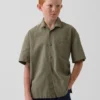 Camicia da vacanza per bambini in cotone seersucker morbido e testurizzato