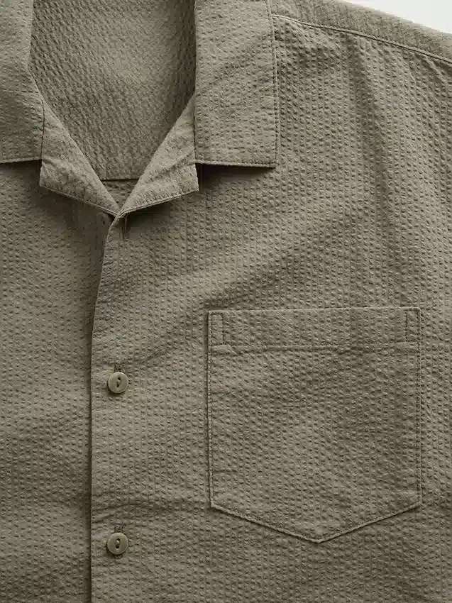 Camicia da vacanza per bambini in cotone seersucker morbido e testurizzato
