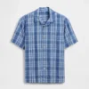 Camicia da vacanza per bambini in cotone seersucker testurizzato a quadri