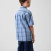 Camicia da vacanza per bambini in cotone seersucker testurizzato a quadri