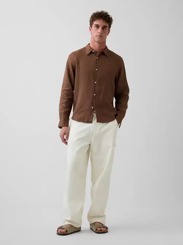 Camicia dal taglio morbido in 100% lino