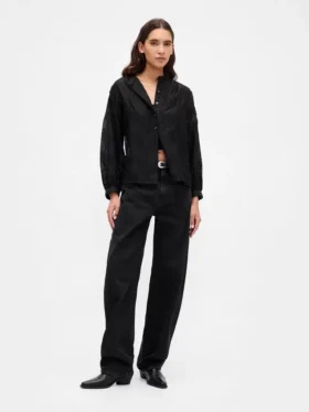 Camicia floreale in voile trasparente