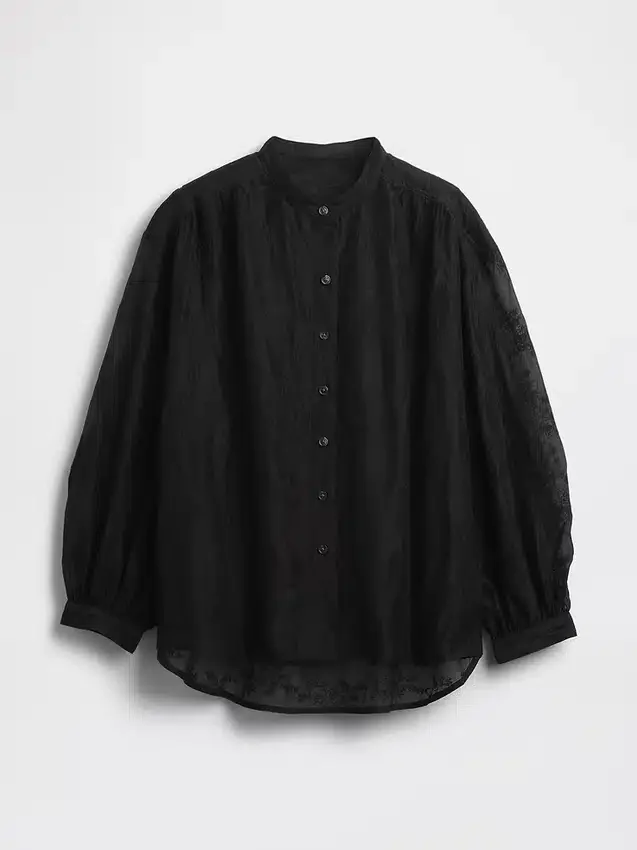 Camicia floreale in voile trasparente