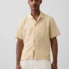 Camicia in cotone dobby dalla linea morbida con orlo dritto