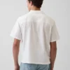 Camicia in cotone dobby dalla linea morbida con orlo dritto