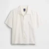 Camicia in cotone dobby dalla linea morbida con orlo dritto