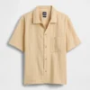 Camicia in cotone dobby dalla linea morbida con orlo dritto