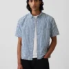 Camicia in denim a quadretti con orlo dritto e vestibilità comoda