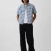 Camicia in denim a quadretti con orlo dritto e vestibilità comoda