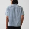 Camicia in denim a quadretti con orlo dritto e vestibilità comoda